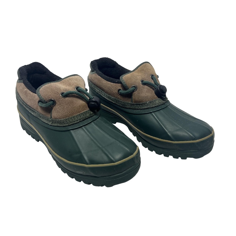 Bass‎ Shoes Womens Size 8 Green Leather Duck Slip On Waterproof Insulated Clogs